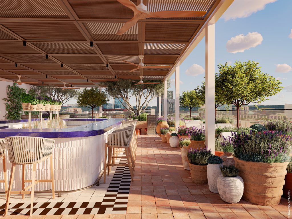 Rooftop de KYMA en West Palm Beach, cocina griega y vistas